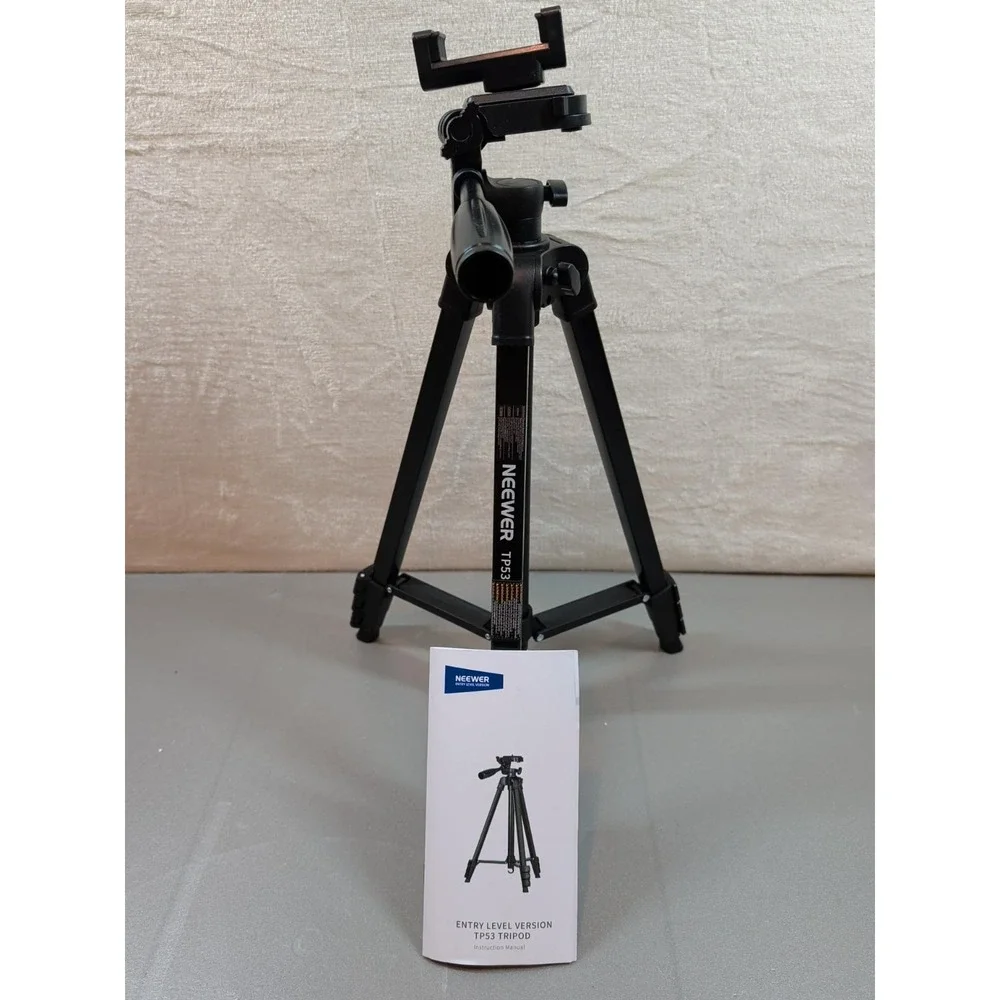 Neewer TP53 Entry Level Tripod Black 50 Inch with Phone Holder and Manual